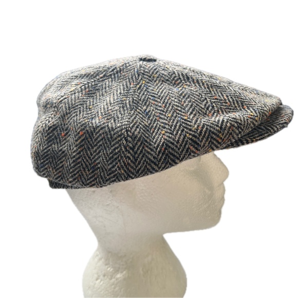 Mucros Weavers Irish Flat Cap Tweed 100% Wool Hat Driving Cap Size L Blue Brown - Picture 5 of 10